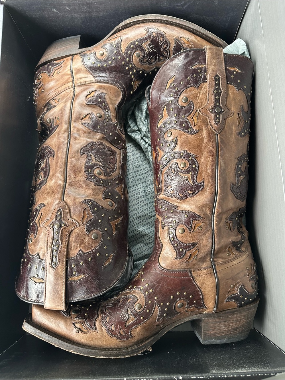 Lucchese 1883 Fiona M5015 Studded Leather Cowgirl Boots 9.5B NWOB - Picture 1 of 6